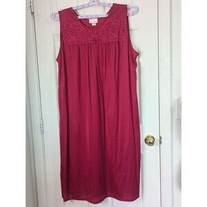 VTG SERENADA Sleeveless Nightgown Womens 2X Fuchsia Pink Lace Flowy Cottagecore